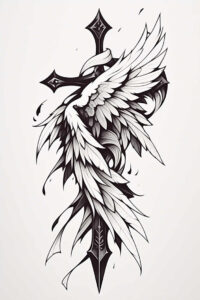 wrist-cross-tattoo – tattoo design ideas free ai generated – neotraditional-layered-color – for-elbow – Gallery: crosses-inkby-ai