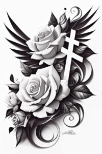 wrist-cross-tattoo – tattoo design ideas free ai generated – surrealism-impossible-forms – for-back-of-neck – Gallery: crosses-inkby-ai