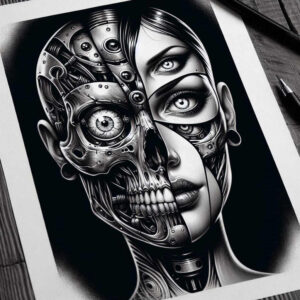 faces tattoo design ideas Realism precise anatomy dramatic shading shows endurance