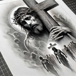 jesus-peace-symbol – tattoo design ideas free ai generated – living-skin – for-forearm – Gallery: jesus-inkby-ai