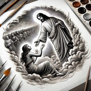jesus-spiritual-strength-tattoo – tattoo design ideas free ai generated – gradient-tones – for-inner-arm – Gallery: jesus-inkby-ai