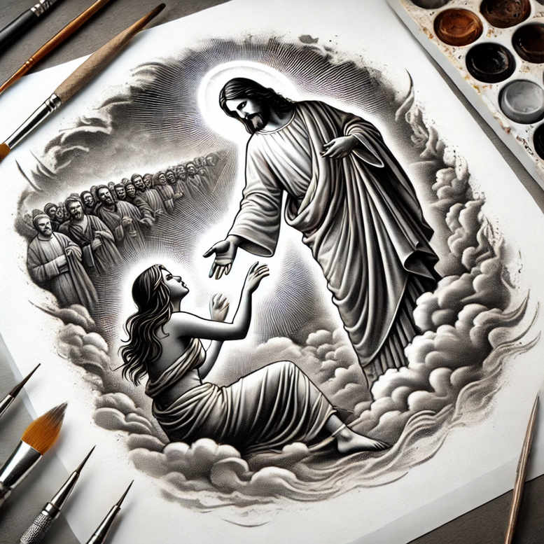 jesus tattoo design ideas realistic perspective compassionate gaze for behind ear