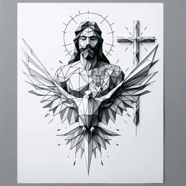 jesus tattoo design ideas metallic prayerful for calf