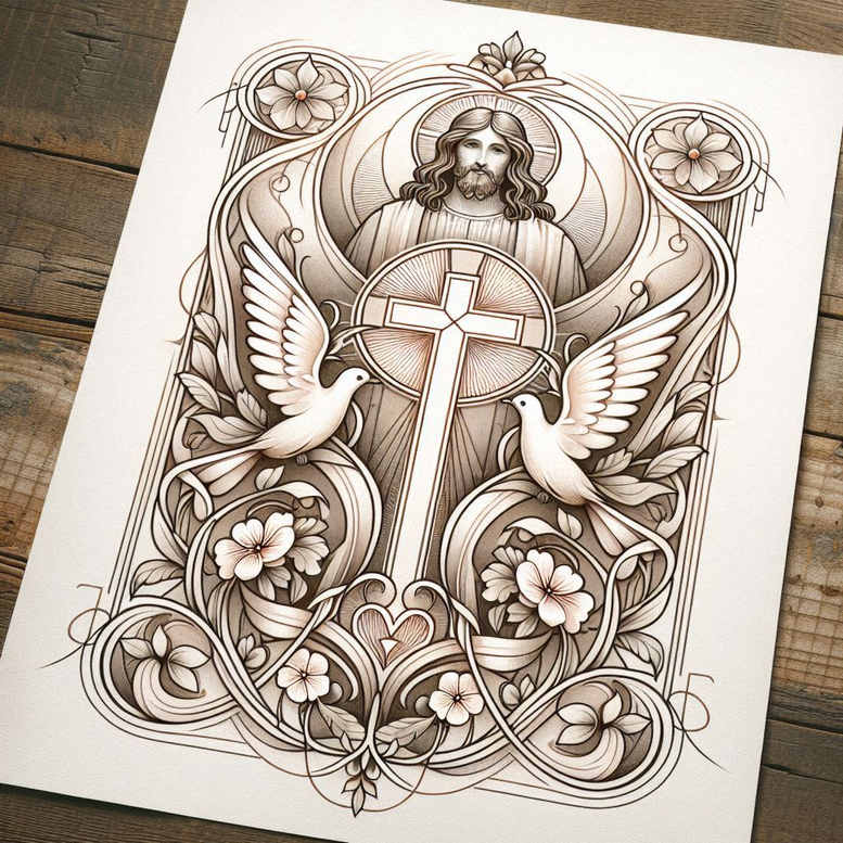 jesus tattoo design ideas abstract sacred tattoo for temple