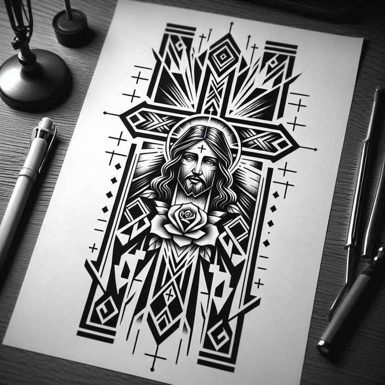 jesus tattoo design ideas refined contrast spiritual power for heel
