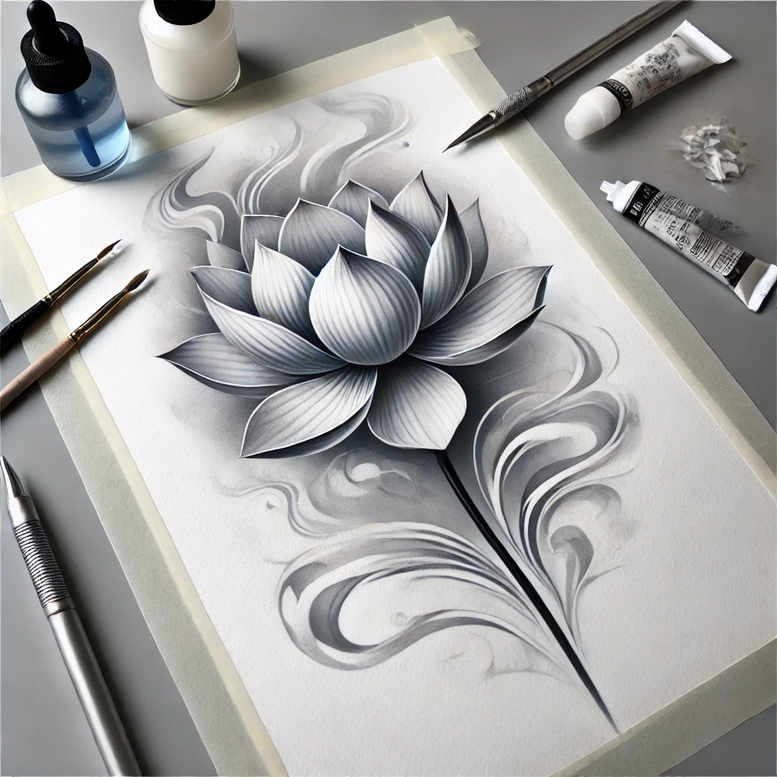 lotus-glow – tattoo design ideas free ai generated – subtle-shape – for-ankle – Gallery: lotuses-inkby-ai