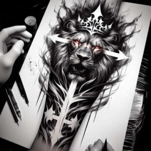 animals-with-lines – tattoo design ideas free ai generated – realism-ink-layering – for-lower-back – Gallery: news-inkby-ai