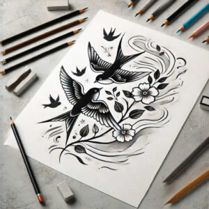 bird-dot-tattoo – tattoo design ideas free ai generated – realism-rich-blacks – for-inner-arm – Gallery: other-birds-inkby-ai