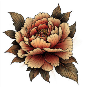 abstract-peony-tattoo – tattoo design ideas free ai generated – soft-touch – for-upper-thigh – Gallery: peonies-inkby-ai