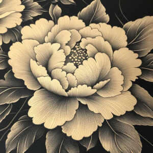 geometric-peony-tattoo – tattoo design ideas free ai generated – few-strokes – for-upper-back – Gallery: peonies-inkby-ai