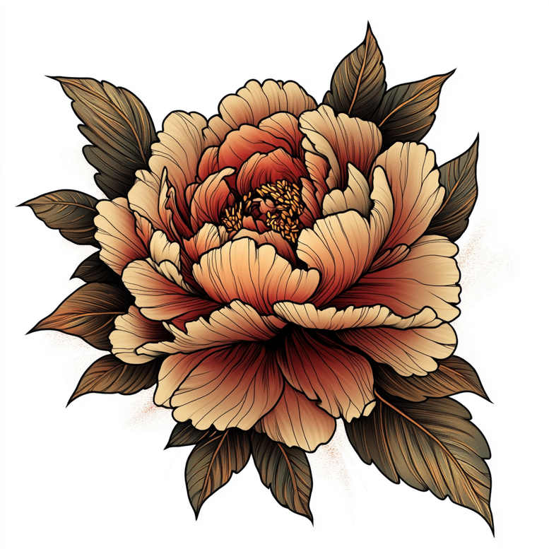 peonies tattoo design ideas Realism realistic proportions delicate shading represents perseverance