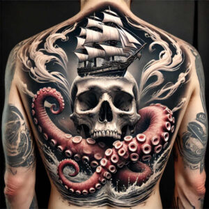 geometric-skull-tattoo – tattoo design ideas free ai generated – foreboding – for-upper-shoulder – Gallery: skulls-inkby-ai